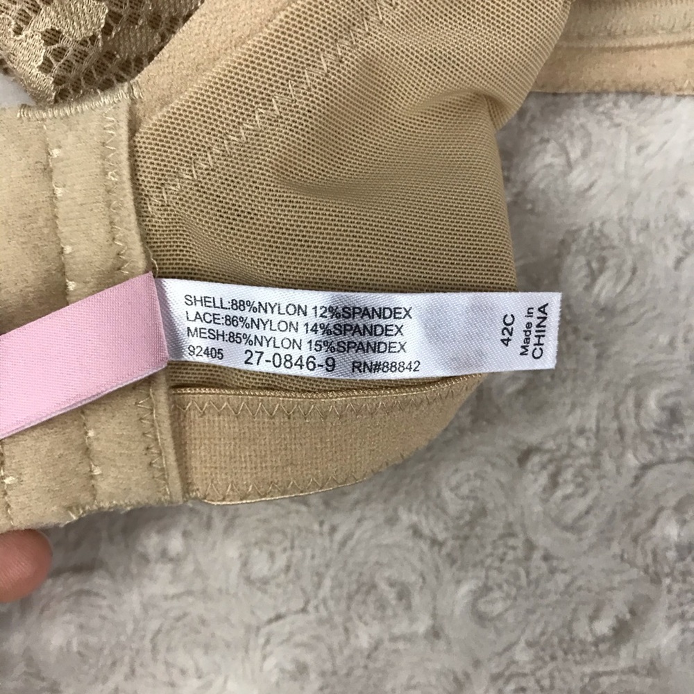 Comfort Choice Size 42C Bra Nude Tan Lace Trim - Picture 4 of 5